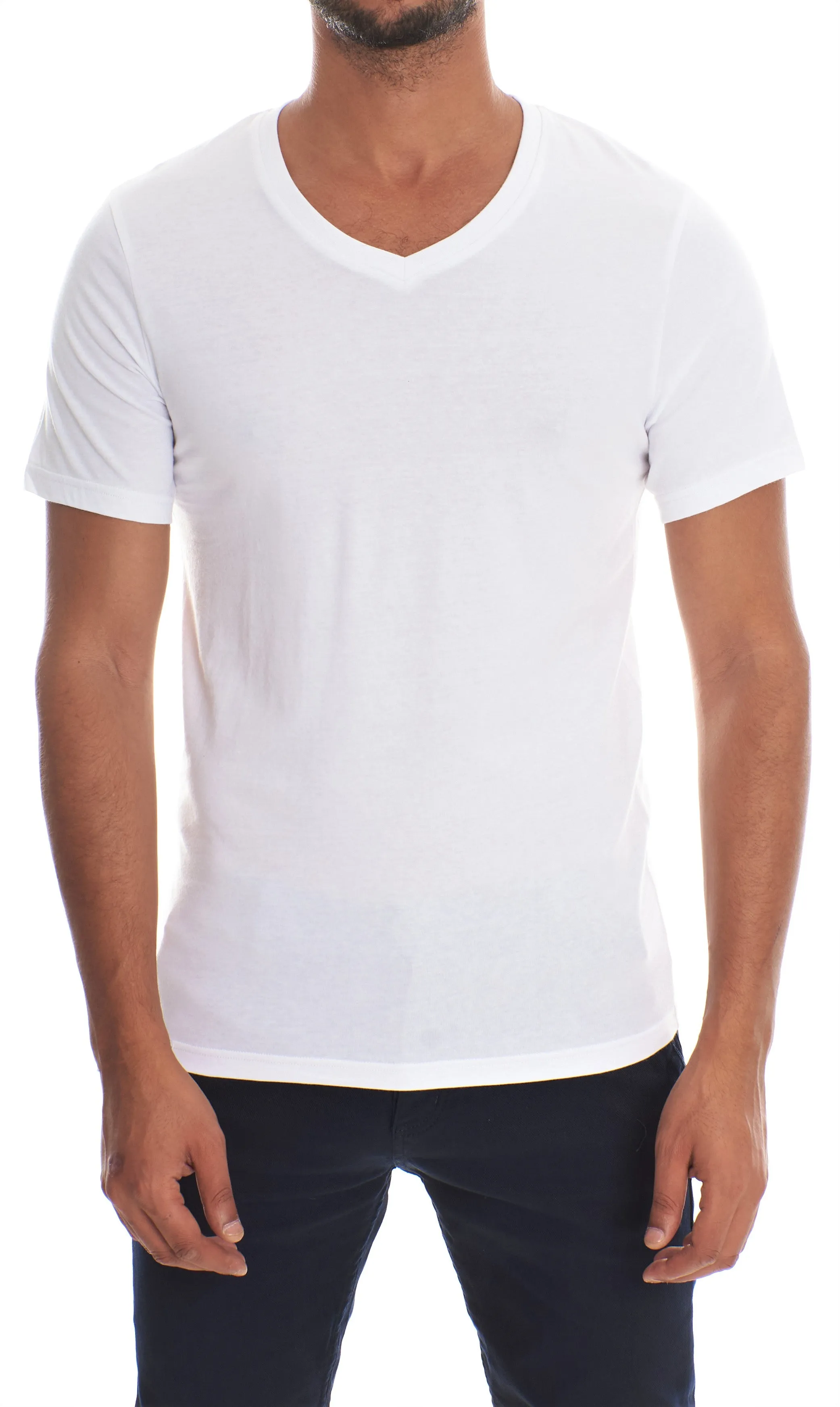 MEN’S WHITE V-NECK T-SHIRT - 6 PK