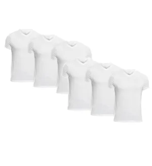 MEN’S WHITE V-NECK T-SHIRT - 6 PK