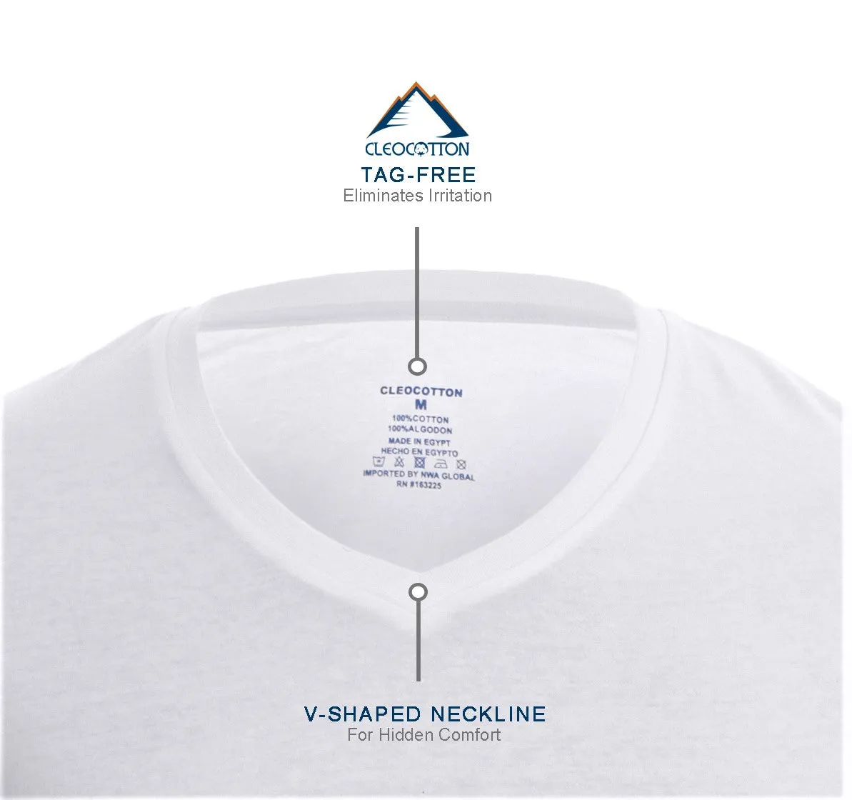 MEN’S WHITE V-NECK T-SHIRT - 6 PK