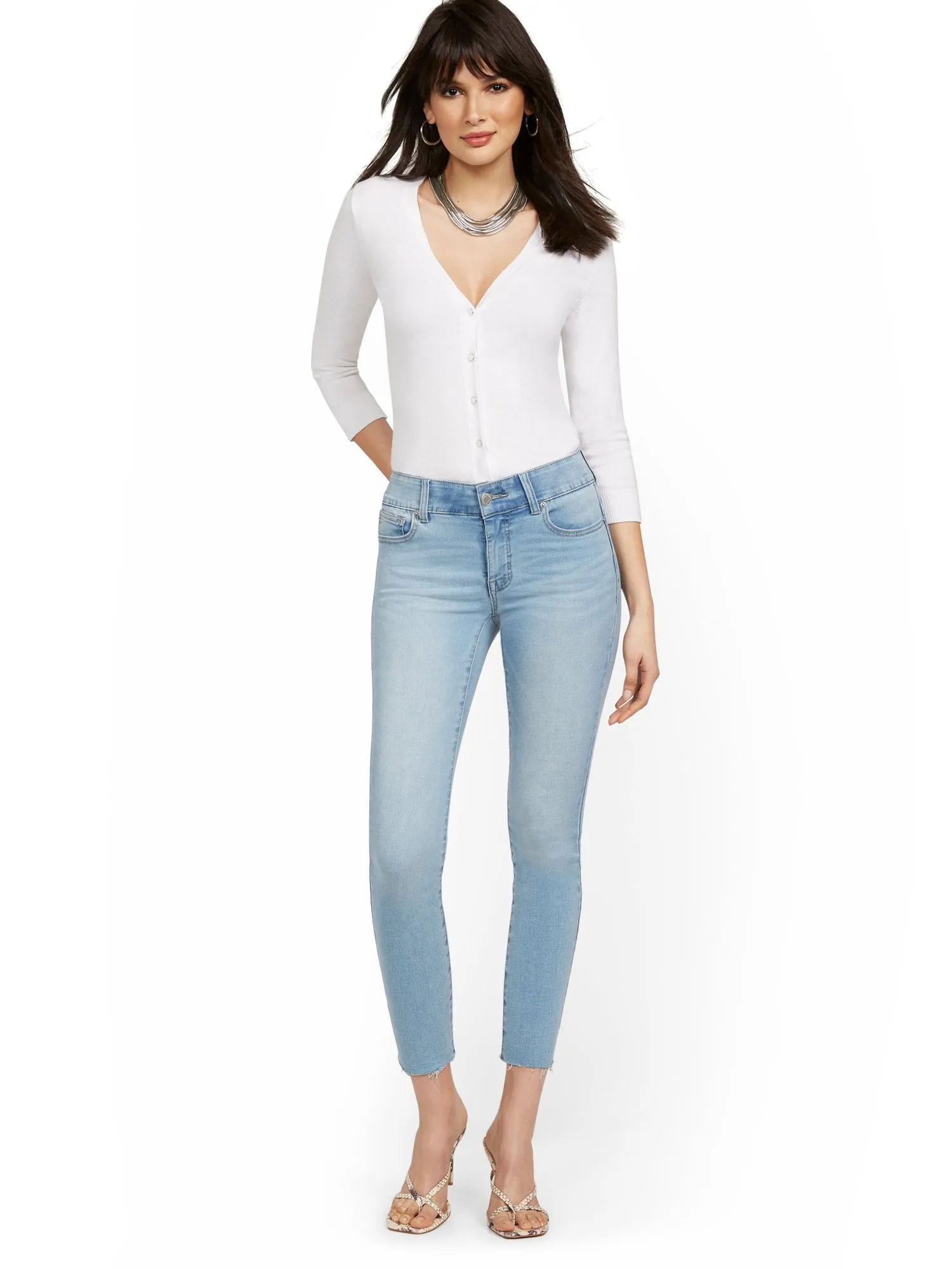 Mya Curvy High-Waisted Sculpting No Gap Super-Skinny Ankle Jeans - Light Wash