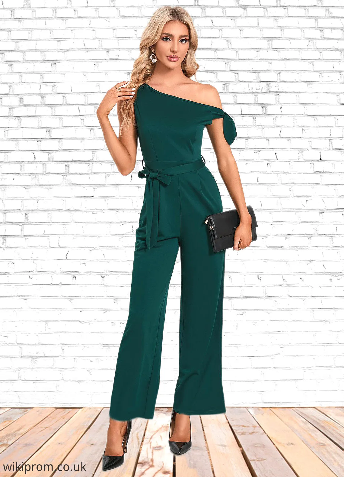 Mylie One Shoulder Elegant Jumpsuit/Pantsuit Cotton Blends Maxi Dresses SWKP0022491
