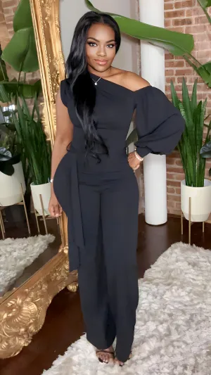 Off The Shoulder Jumpsuit - Black