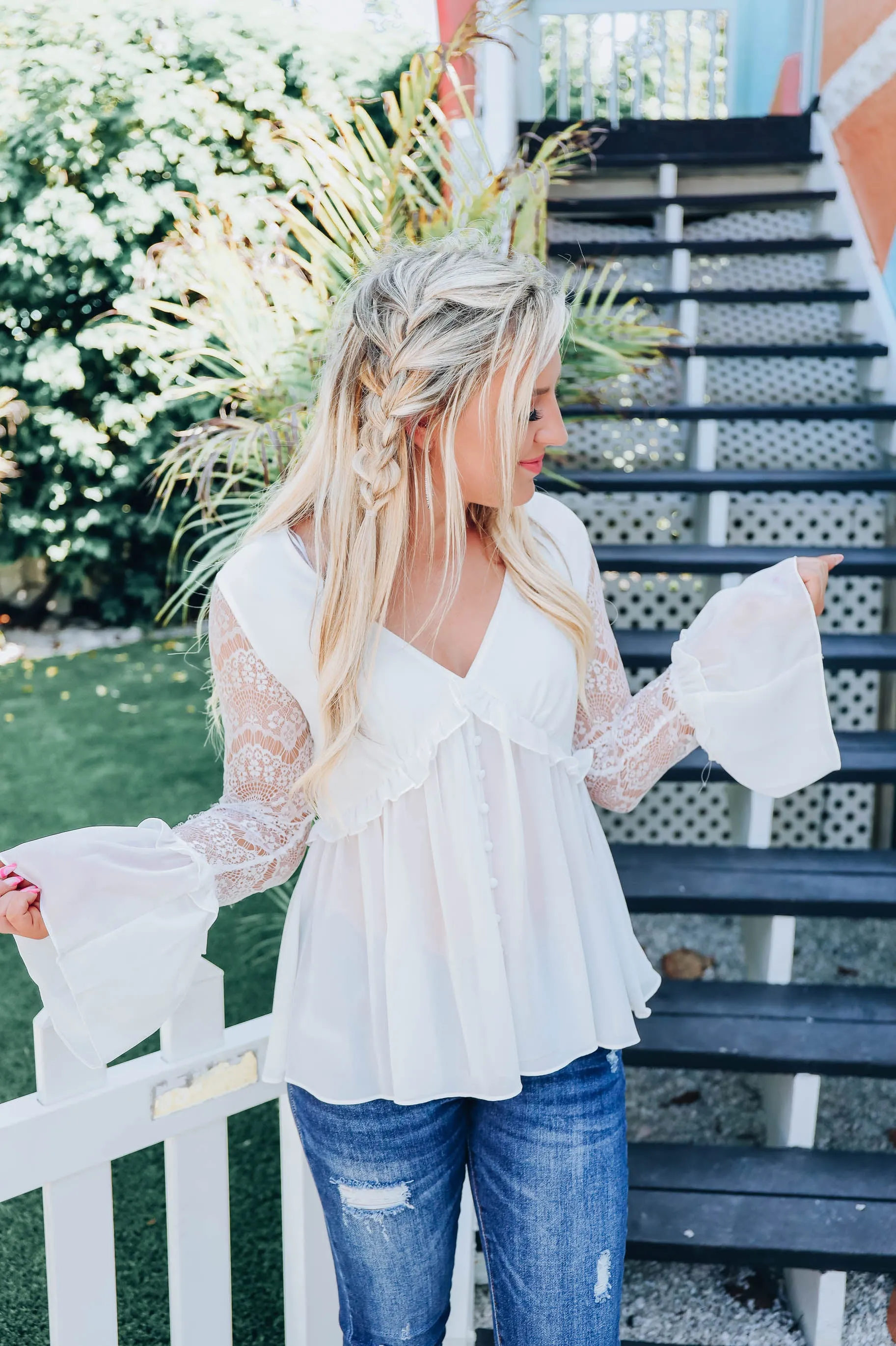 Oh My, Frilly Flounce Sleeve Blouse - Ivory