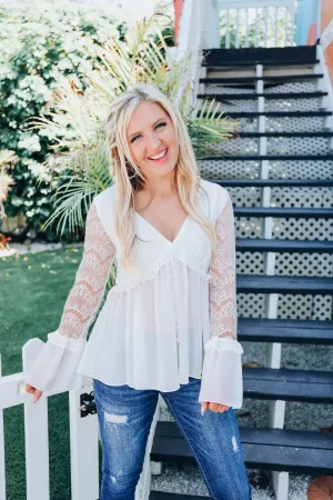 Oh My, Frilly Flounce Sleeve Blouse - Ivory