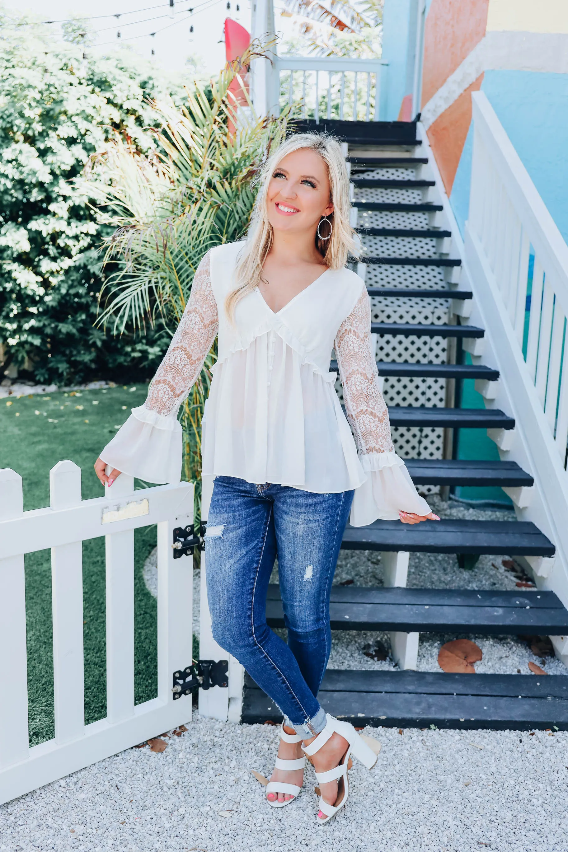 Oh My, Frilly Flounce Sleeve Blouse - Ivory