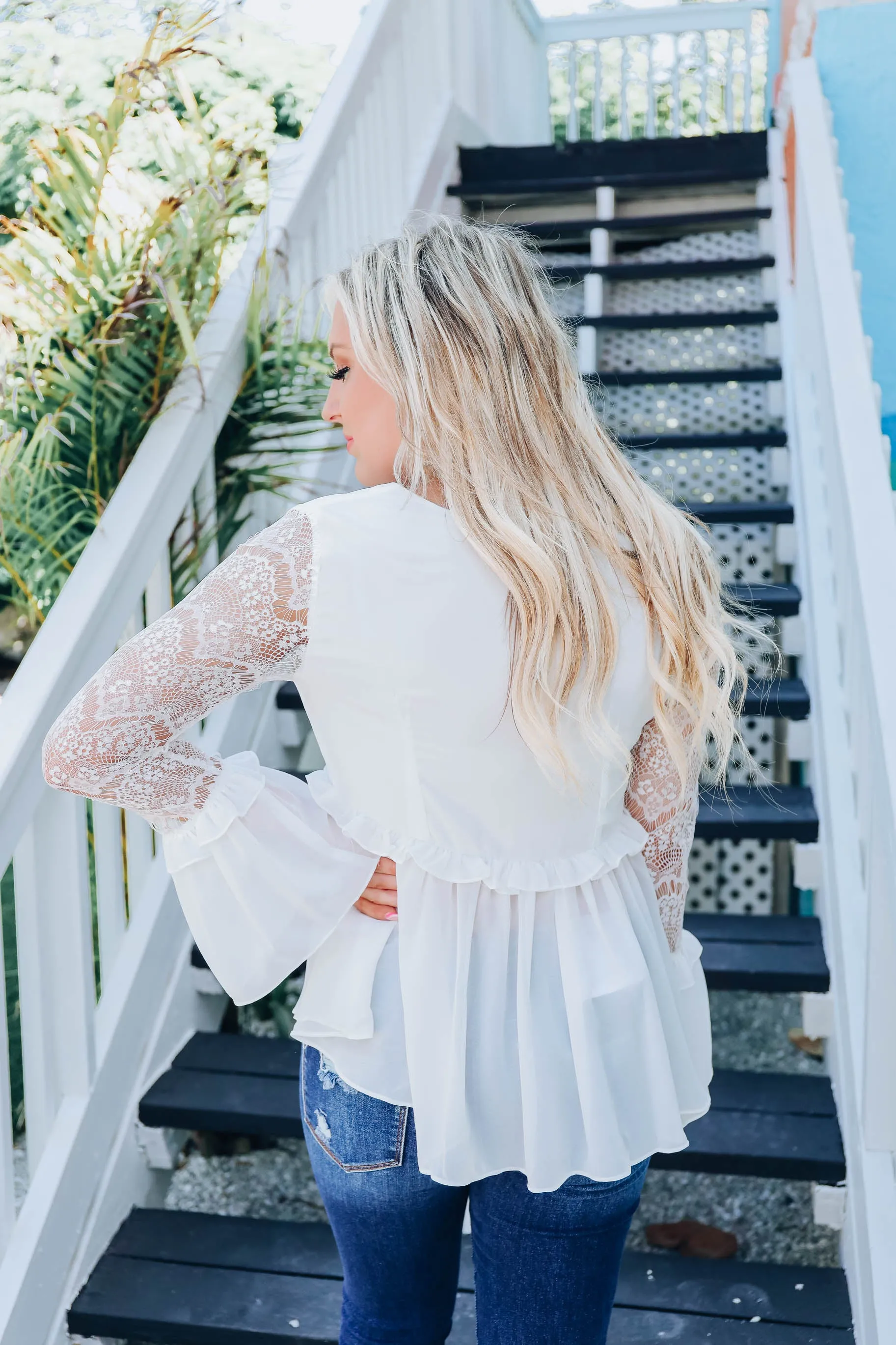 Oh My, Frilly Flounce Sleeve Blouse - Ivory