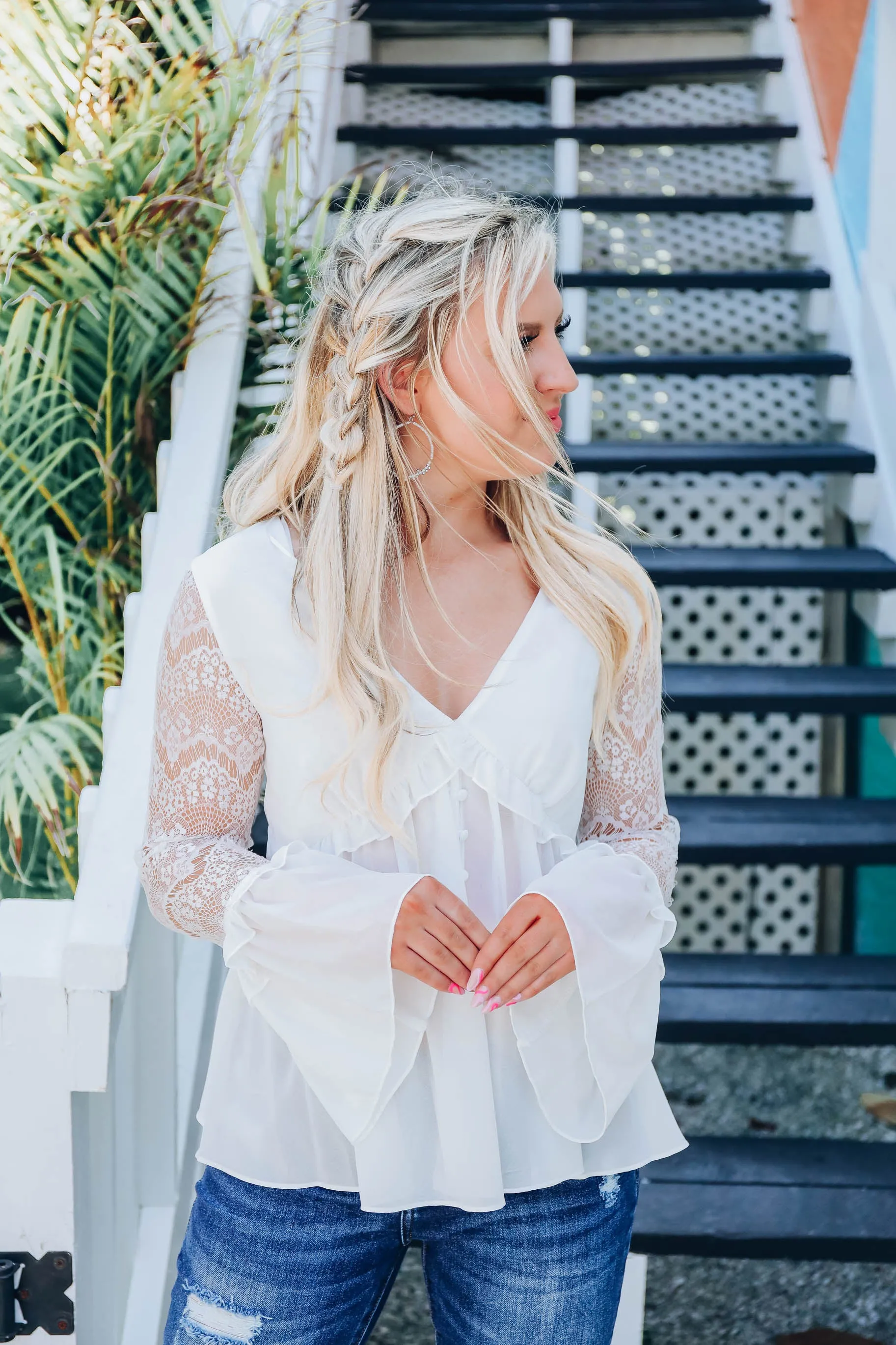 Oh My, Frilly Flounce Sleeve Blouse - Ivory