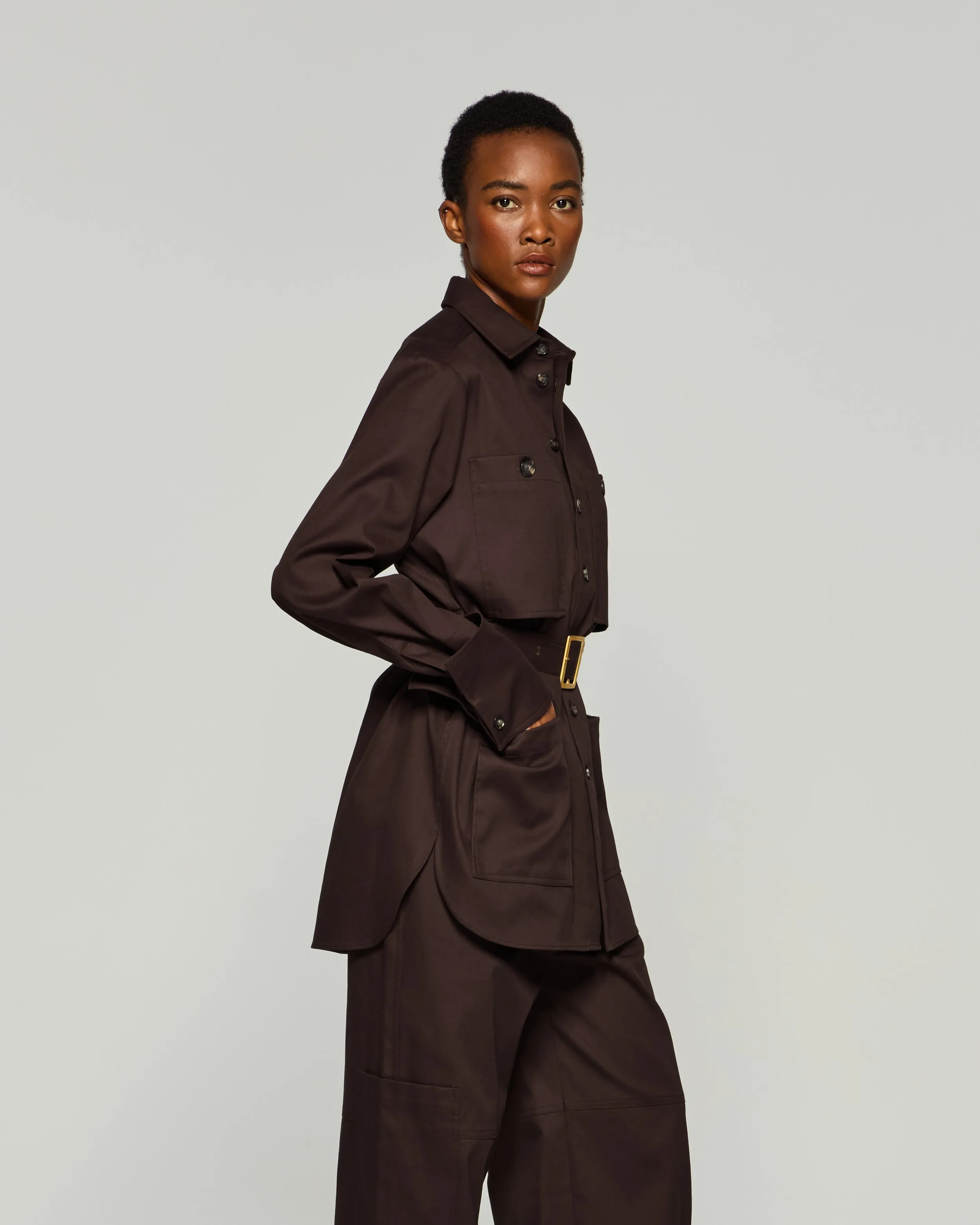Oversized Cargo Shirt - Chocolate Brown