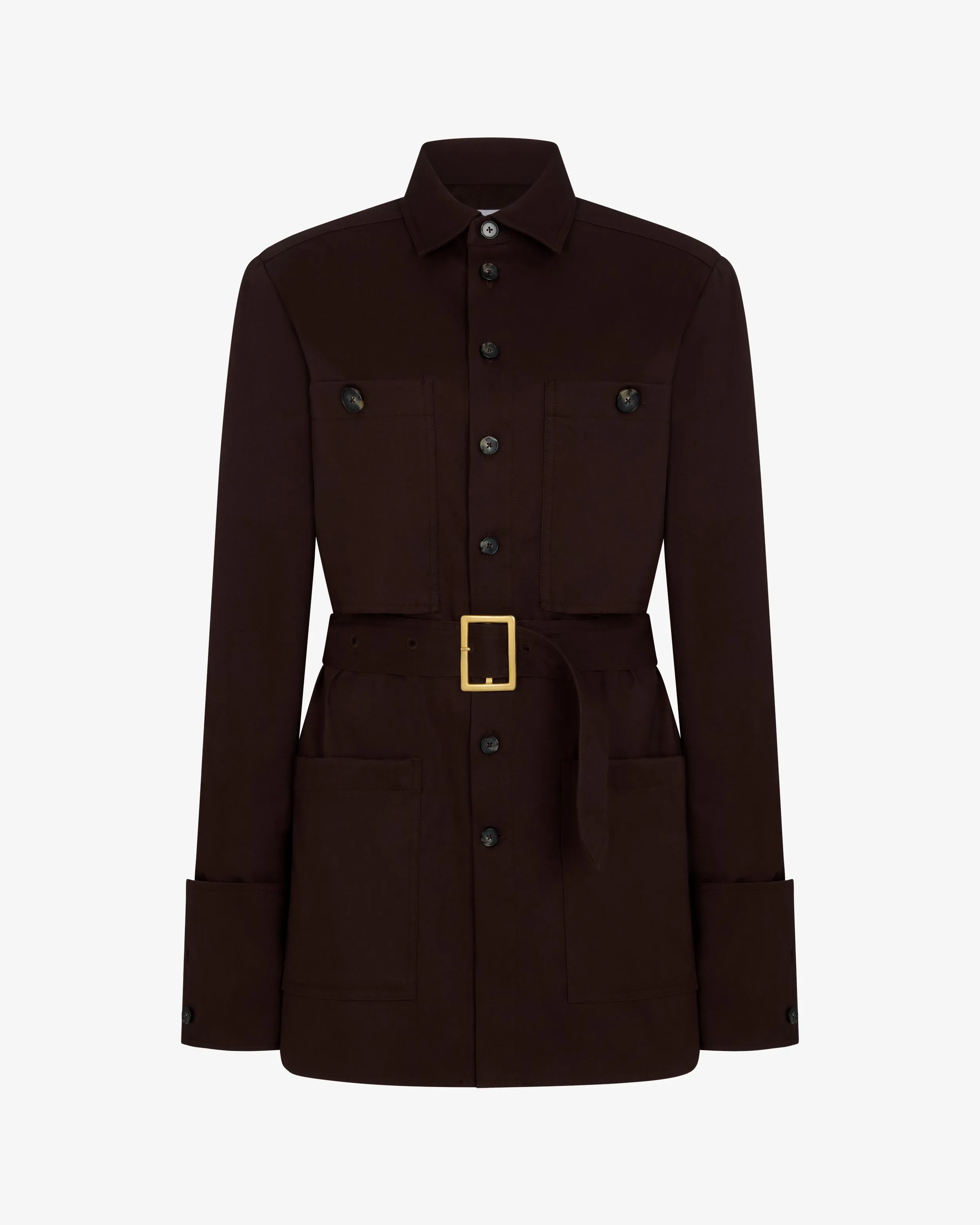 Oversized Cargo Shirt - Chocolate Brown