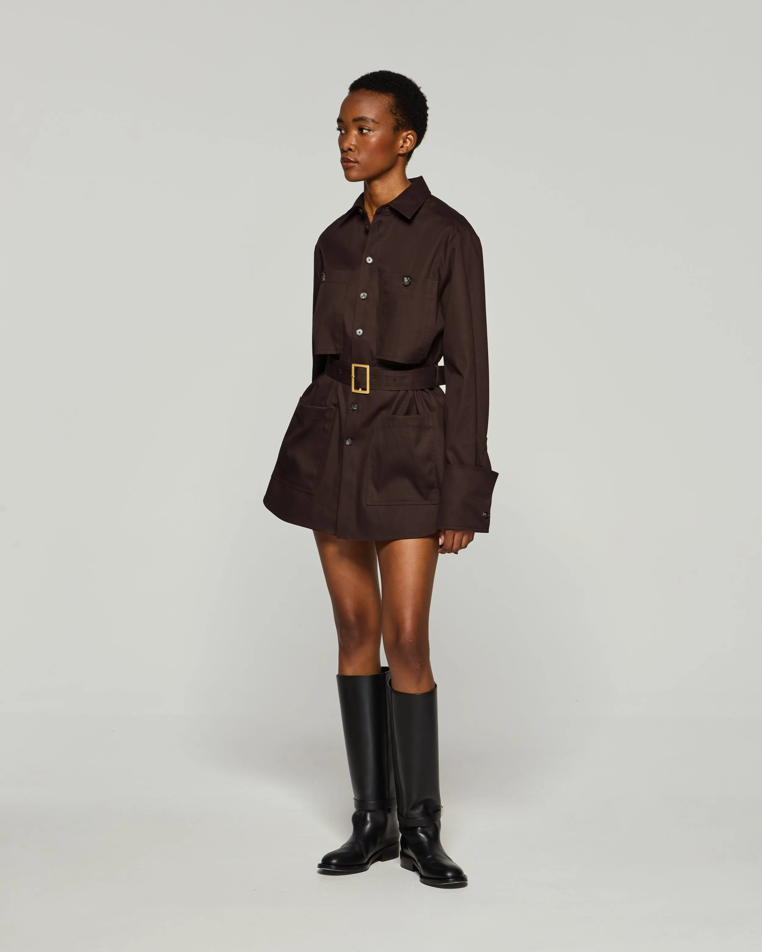 Oversized Cargo Shirt - Chocolate Brown