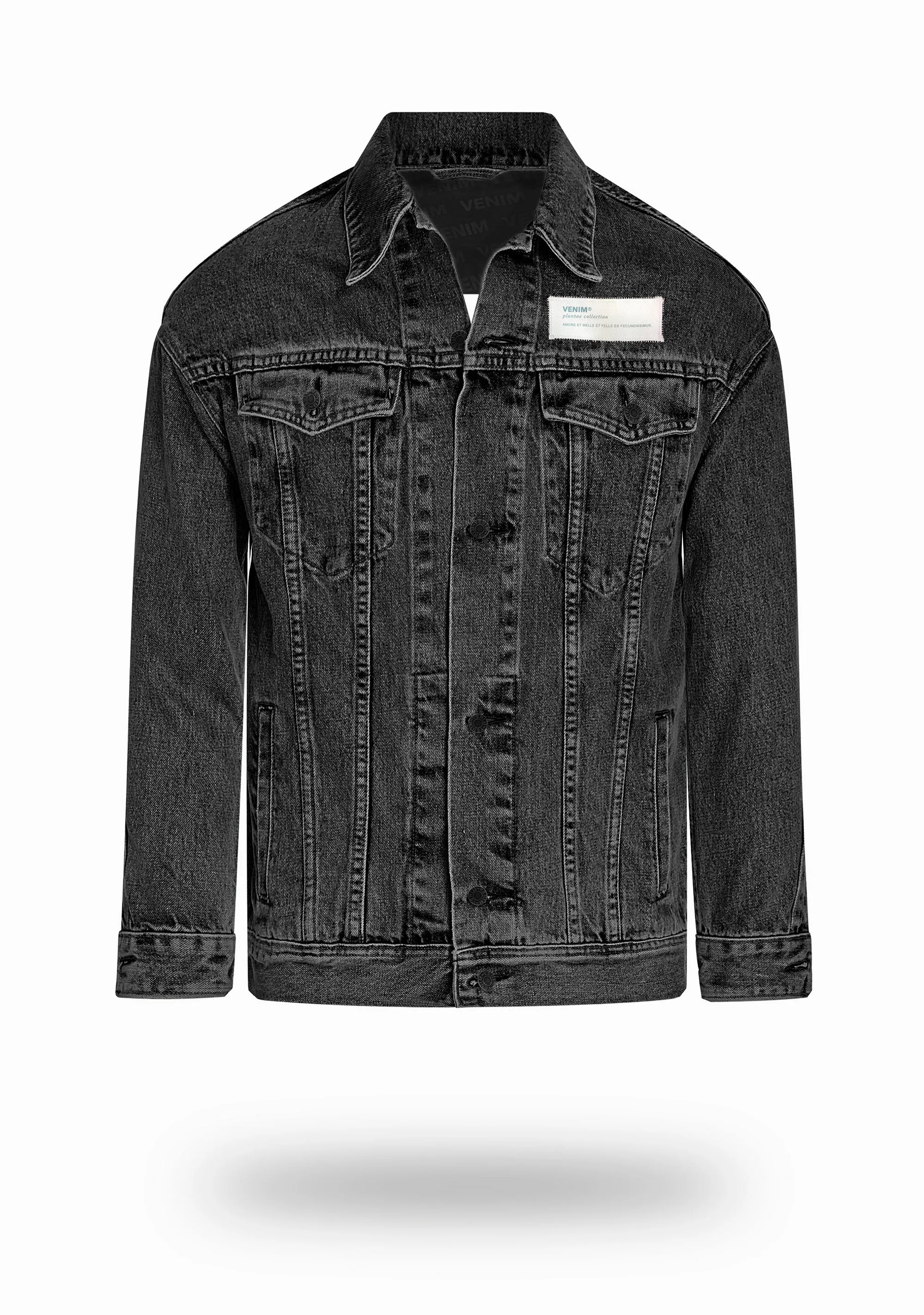 Plantae Ficus Pumila Longer Washed Black Denim Jacket
