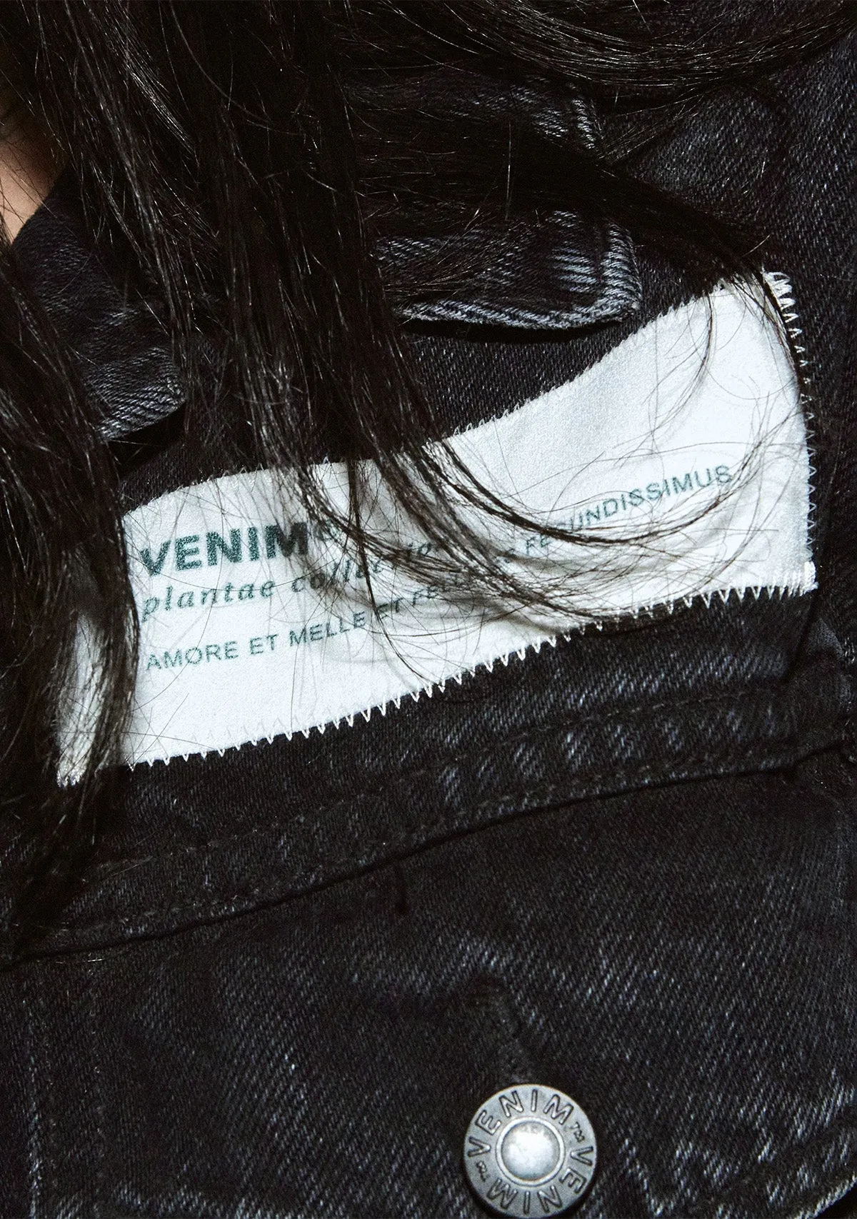 Plantae Ficus Pumila Longer Washed Black Denim Jacket
