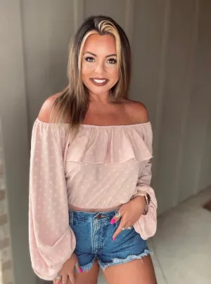 Polka Dot Jacquard Flowy Crop