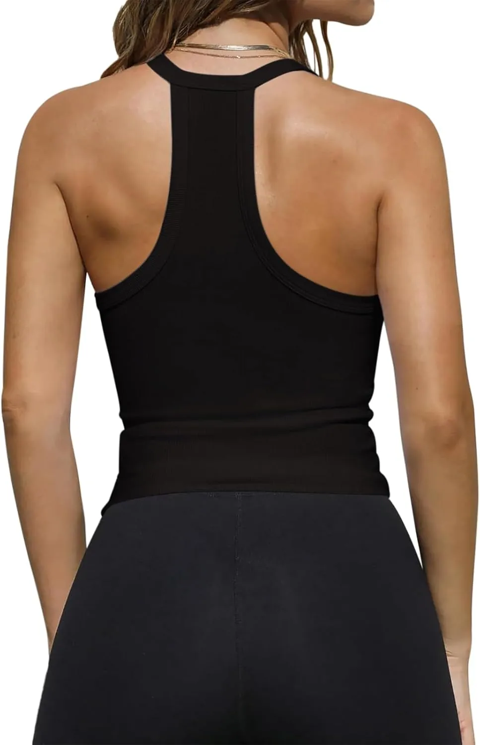 REORIA Womens Workout Tank Tops V Neck Racerback Going Out Crop 2025 Trendy Top Summer Sleeveless Ribbed Camisole