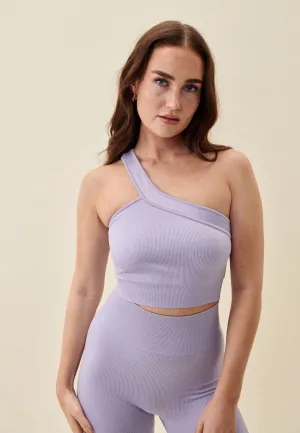 Ribbed Seamless One Shoulder Bra - Lavender