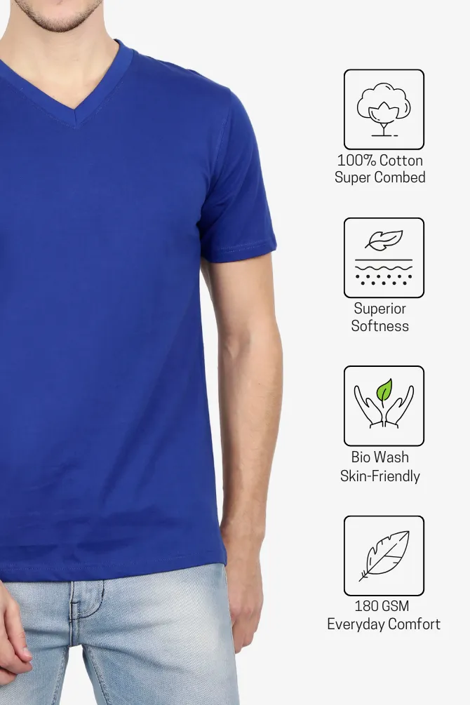 Royal Blue V Neck T-shirt for men