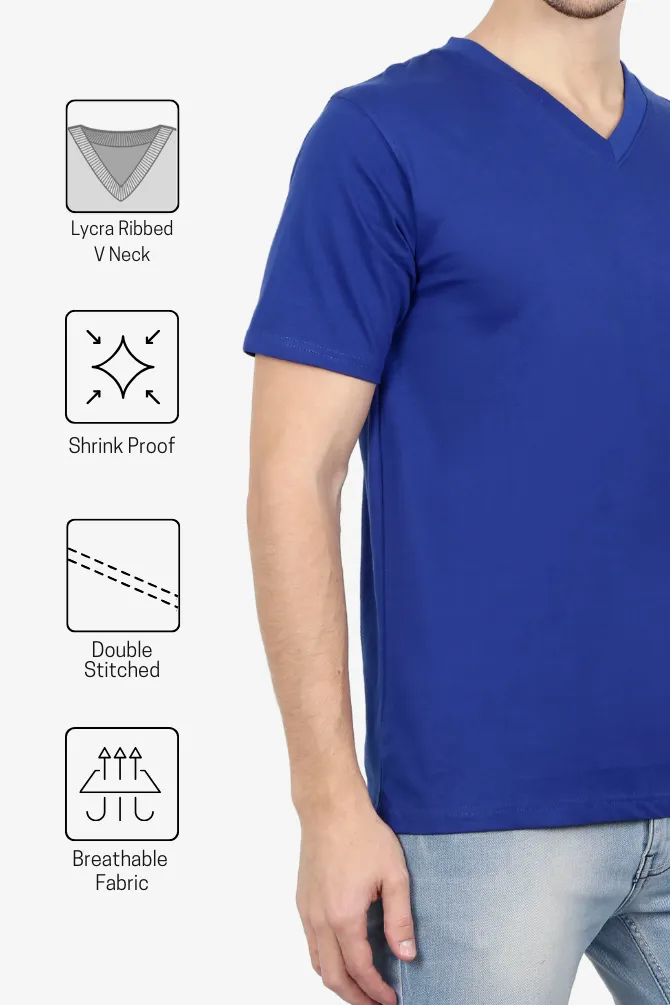 Royal Blue V Neck T-shirt for men