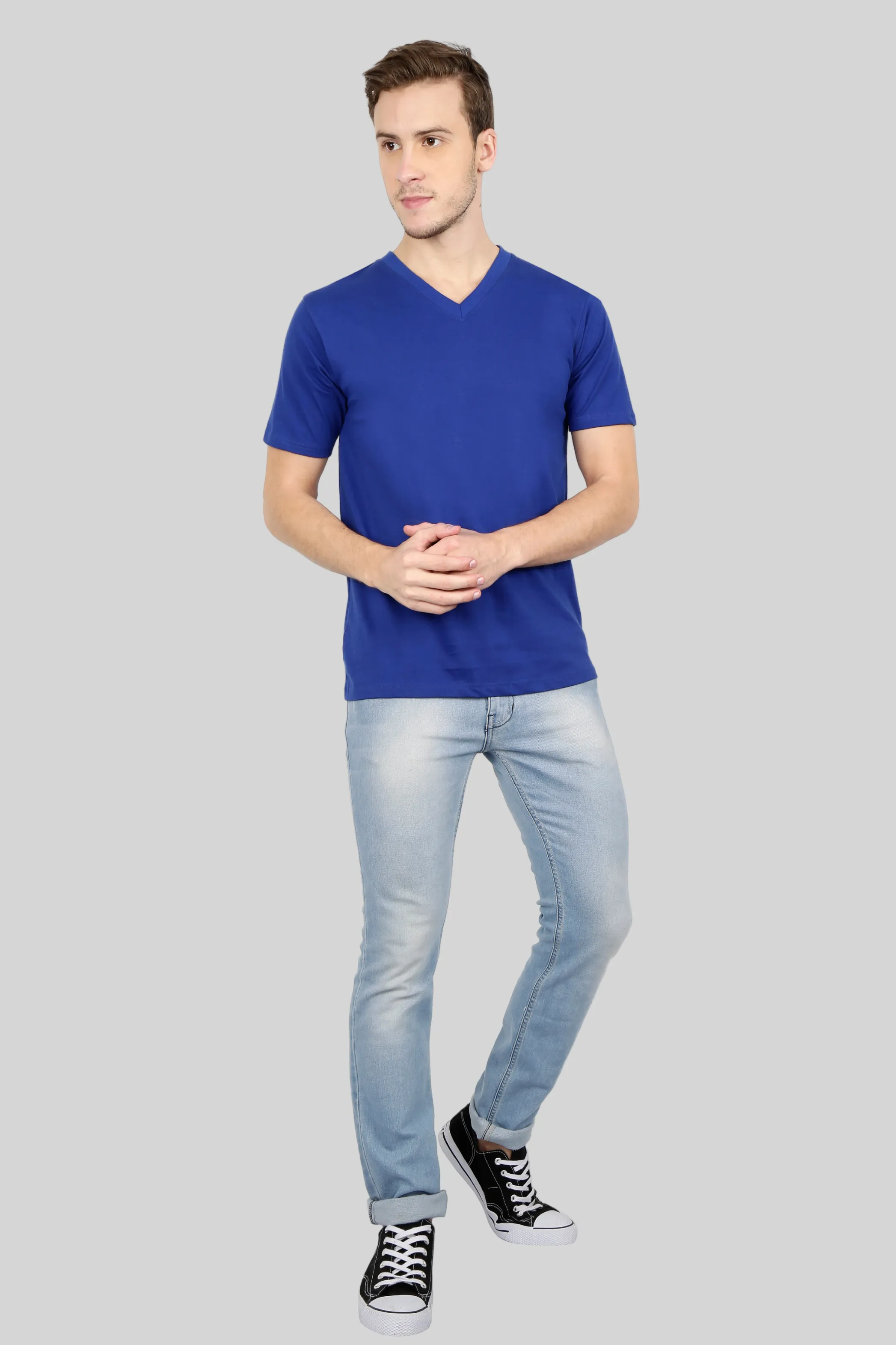 Royal Blue V Neck T-shirt for men