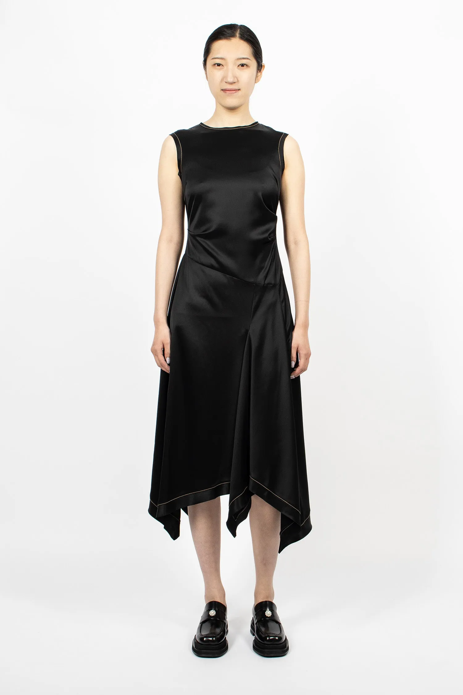 Satin Sleeveless Dress Black