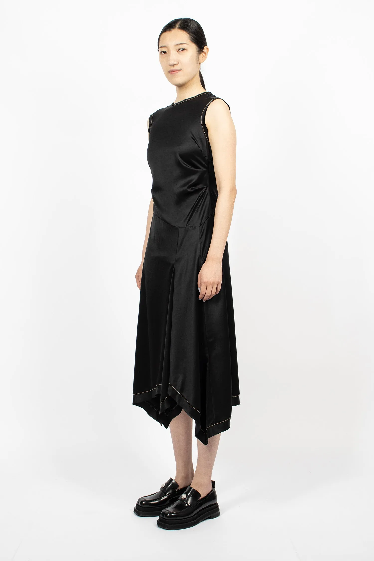 Satin Sleeveless Dress Black