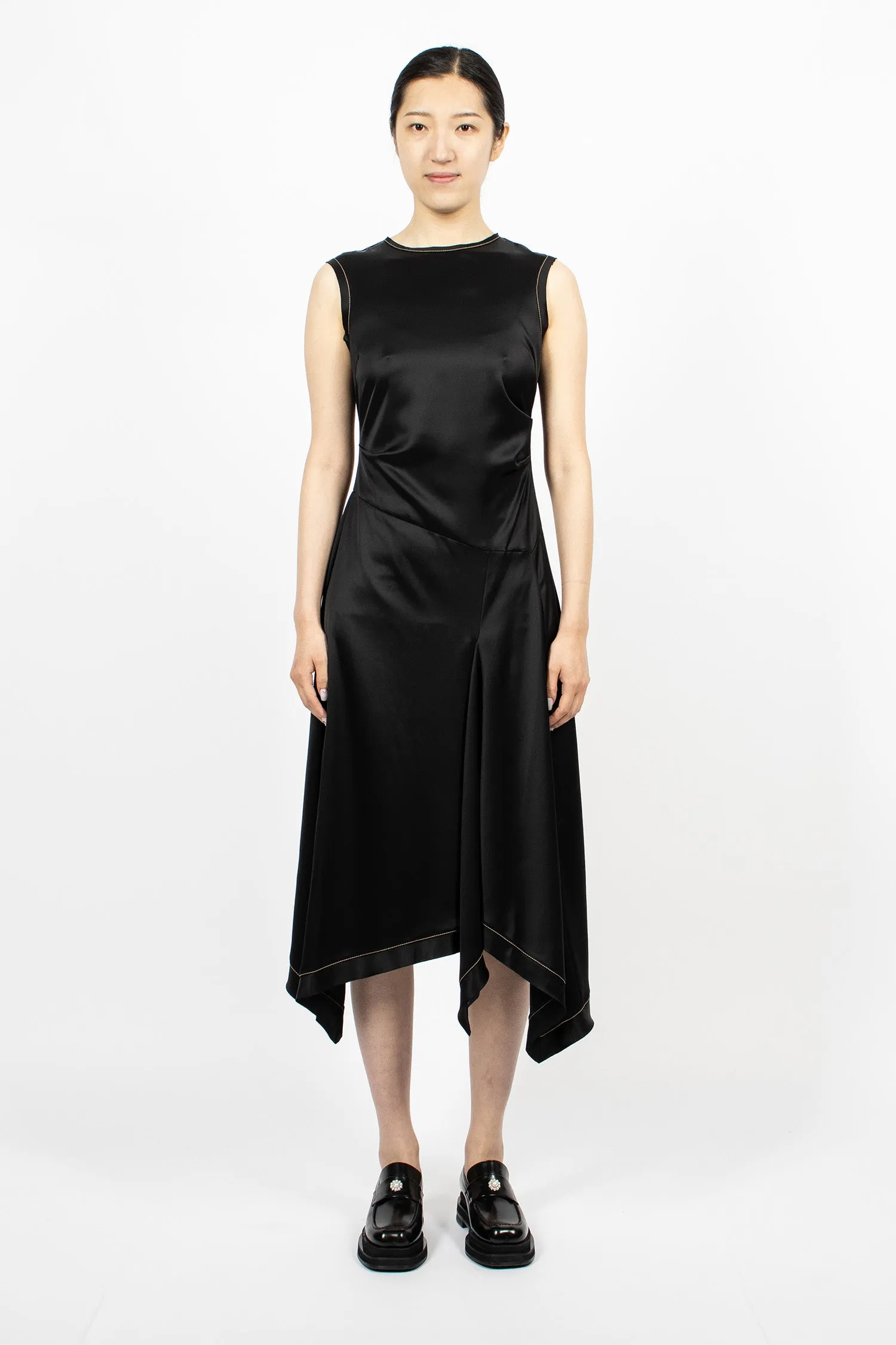 Satin Sleeveless Dress Black