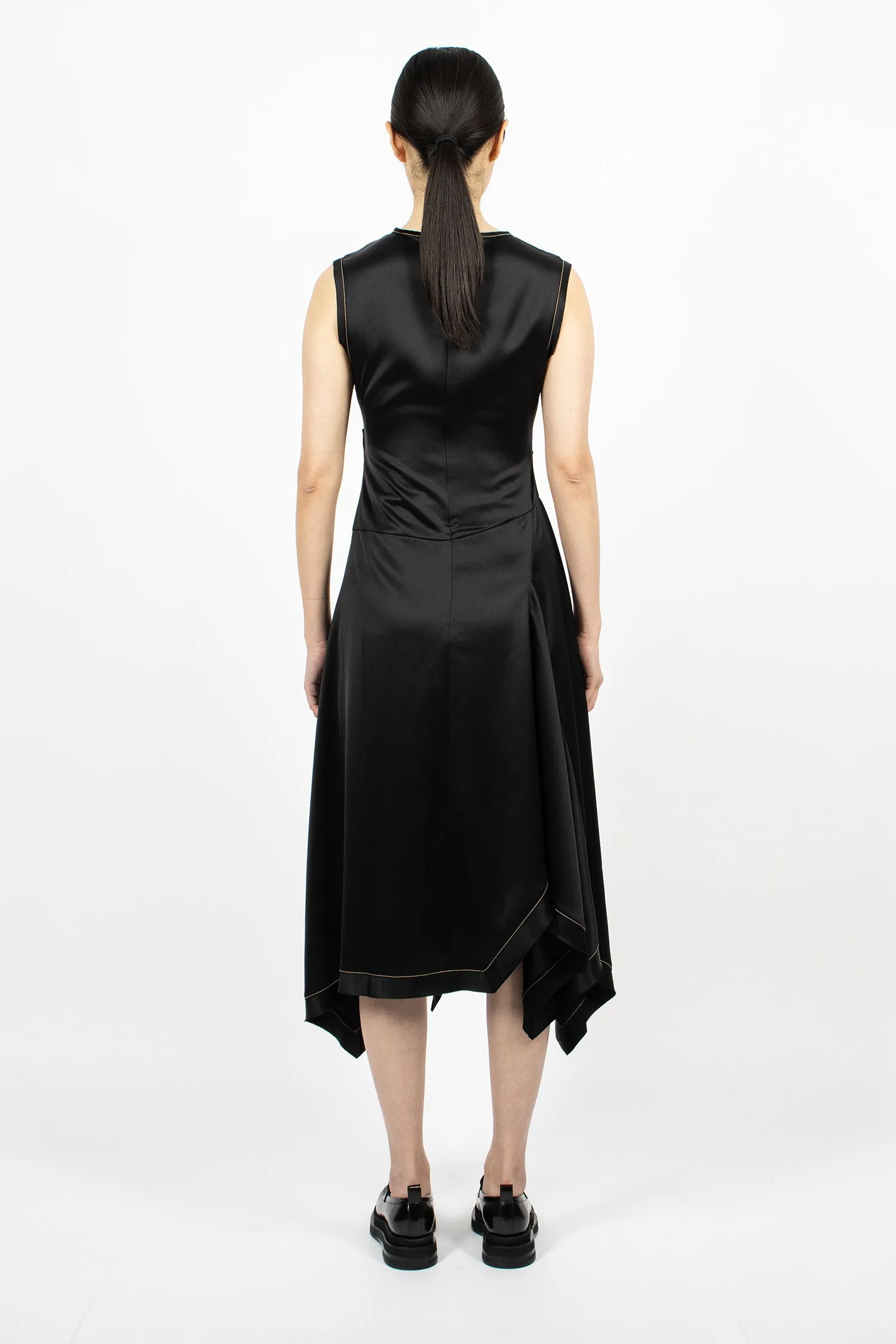 Satin Sleeveless Dress Black