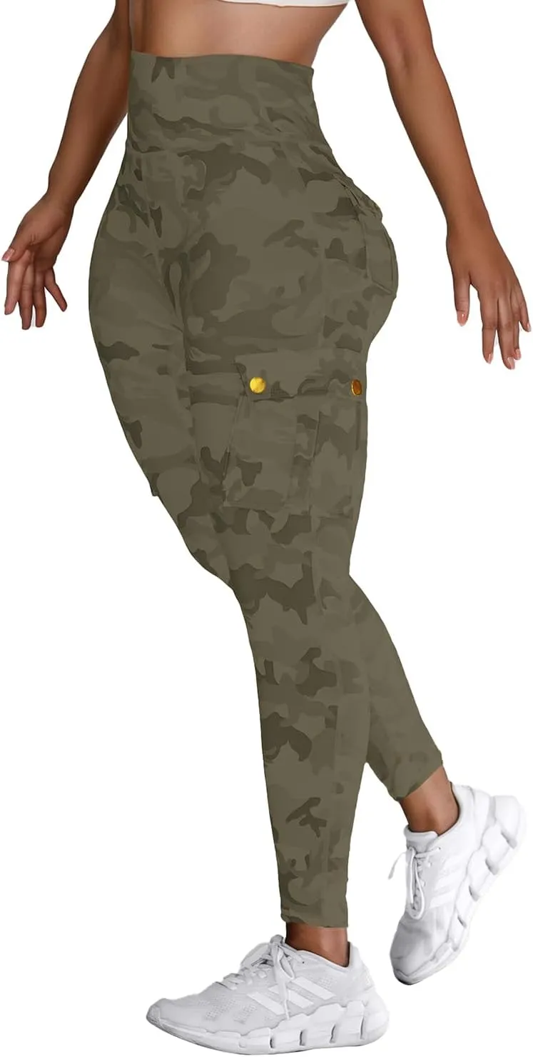 Scrunch Butt Lifting Leggings with Pockets Seamless High Waisted Workout Cargo Pants for Women