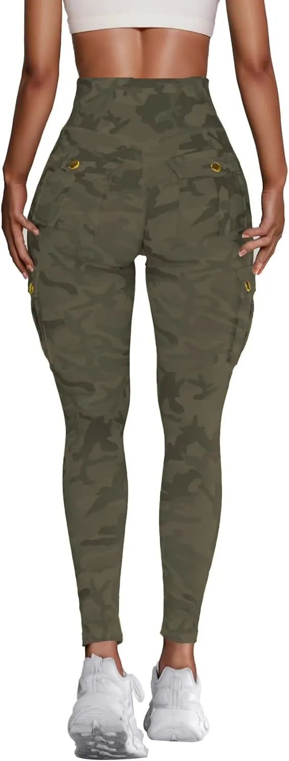 Scrunch Butt Lifting Leggings with Pockets Seamless High Waisted Workout Cargo Pants for Women