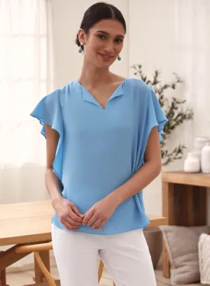 Short Ruffle Sleeve Blouse