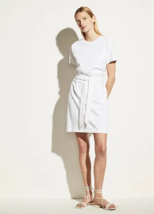 Short Sleeve Tie Waist Dress in Optic White