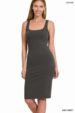 Square Neck Midi Bodycon Dress