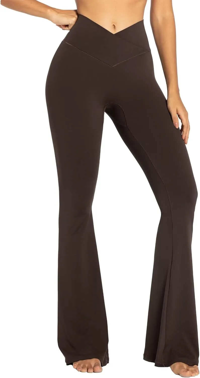 Sunzel Womens Flare Leggings No Front Seam Flare Yoga Pants with Tummy Control Crossover High Waist - 28" / 30" / 32" / 34"