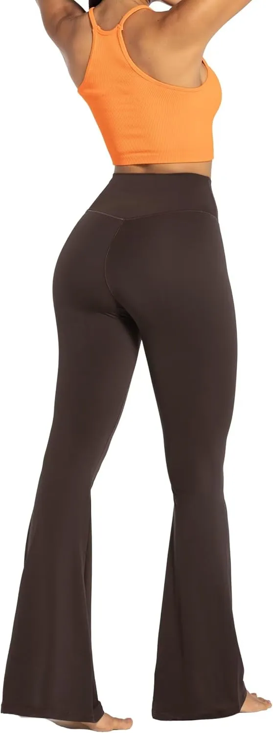 Sunzel Womens Flare Leggings No Front Seam Flare Yoga Pants with Tummy Control Crossover High Waist - 28" / 30" / 32" / 34"