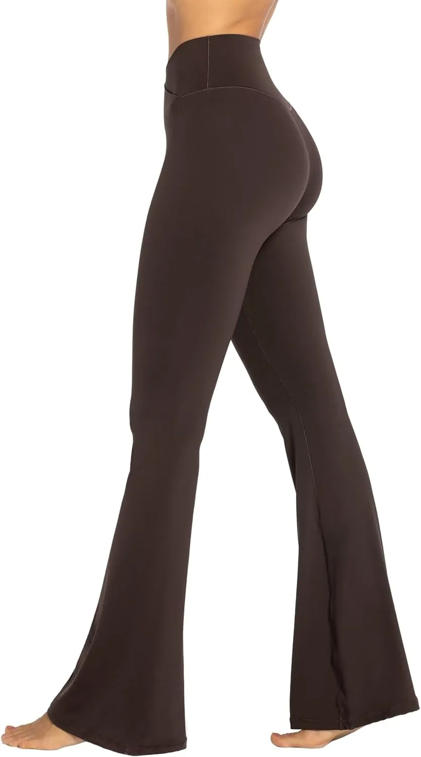 Sunzel Womens Flare Leggings No Front Seam Flare Yoga Pants with Tummy Control Crossover High Waist - 28" / 30" / 32" / 34"