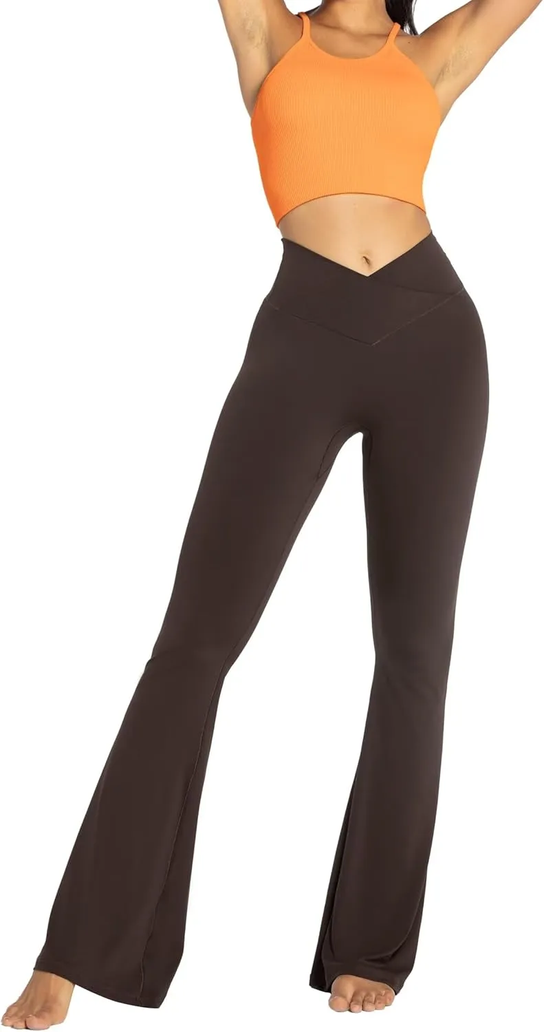 Sunzel Womens Flare Leggings No Front Seam Flare Yoga Pants with Tummy Control Crossover High Waist - 28" / 30" / 32" / 34"