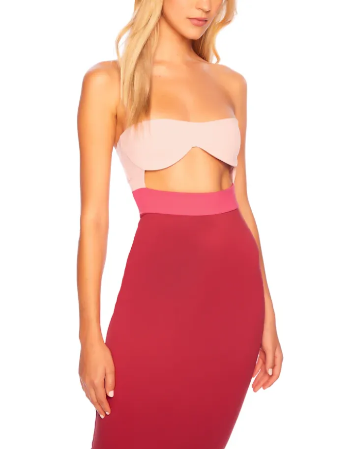 Susana Monaco Color Blocked Cutout Underwire Dress