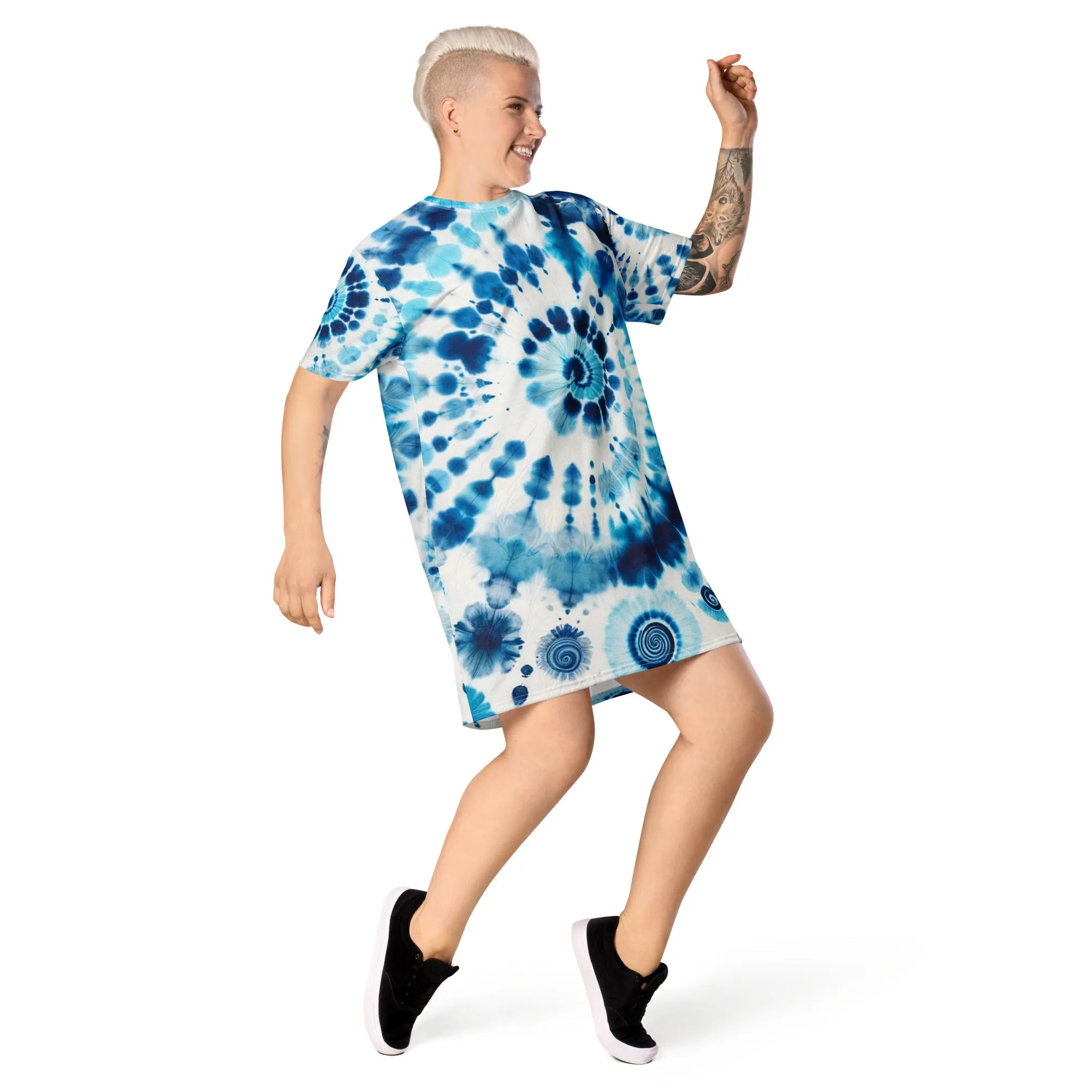 Trend4us Tie Dye Blue T-shirt Dress