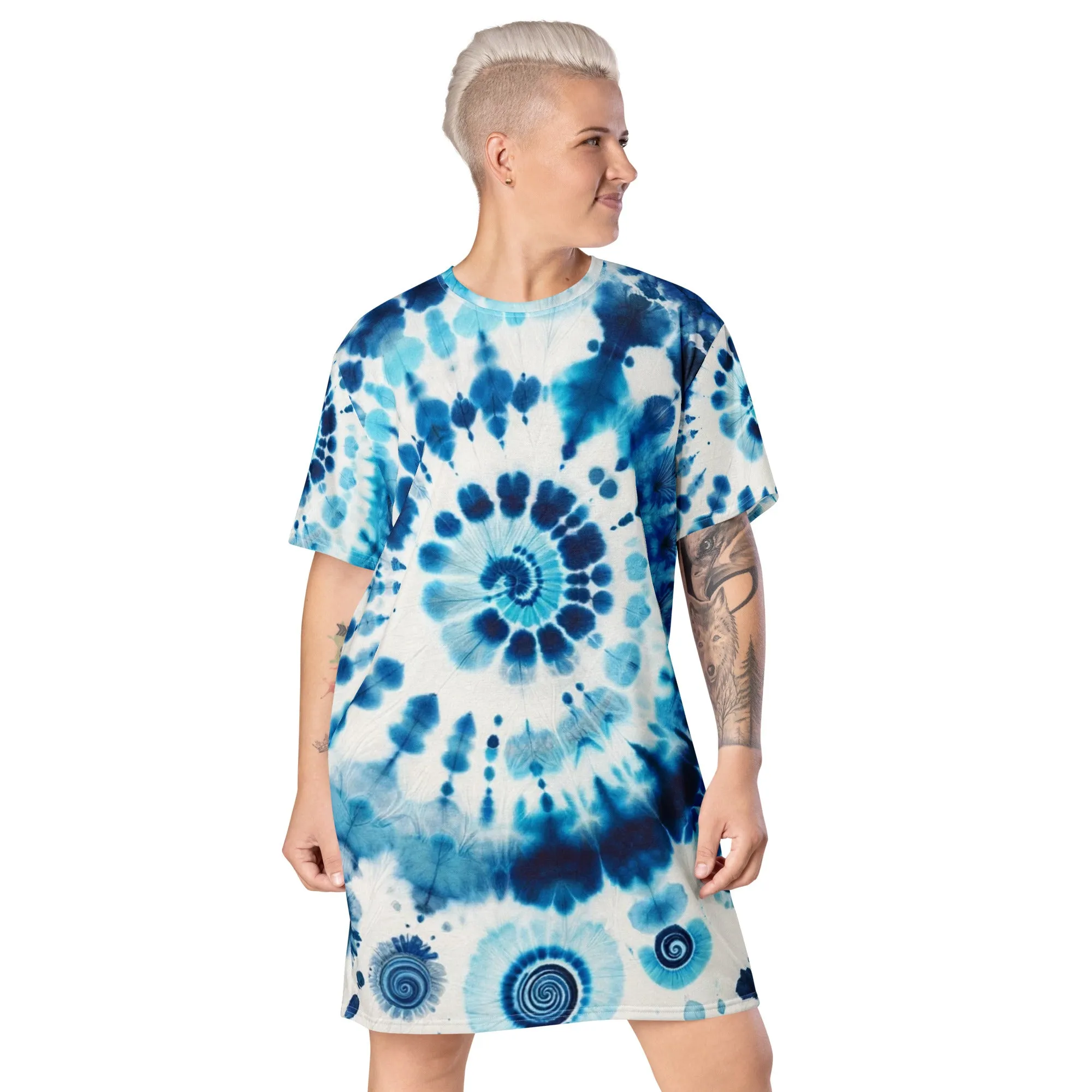Trend4us Tie Dye Blue T-shirt Dress