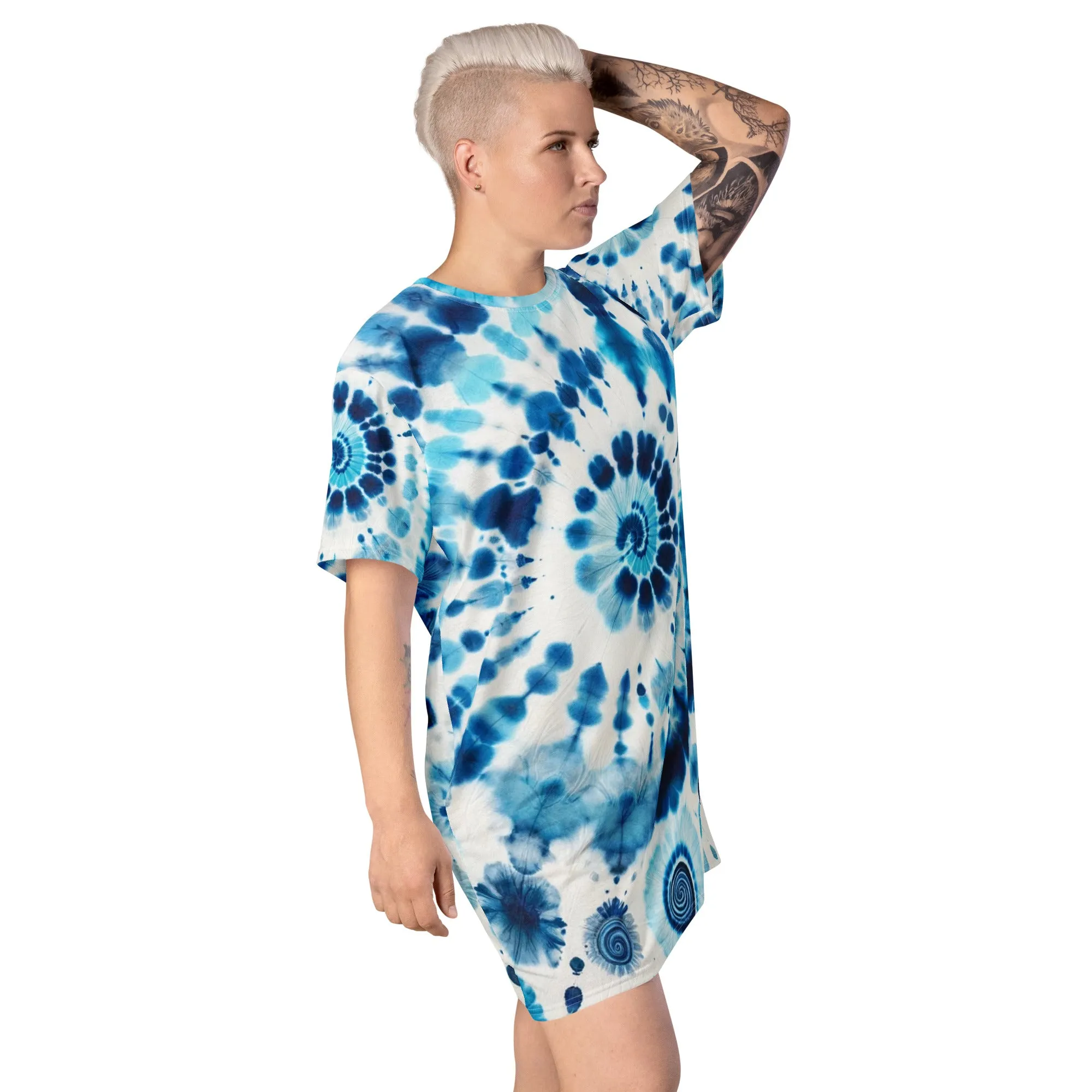 Trend4us Tie Dye Blue T-shirt Dress