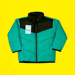 Turquoise & Black Full Sleeves Puffer Jacket