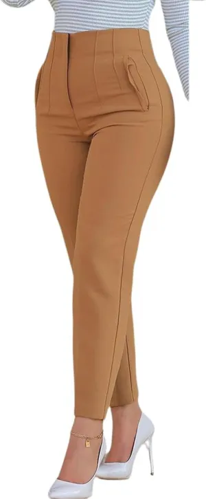 utcoco Womens Stretchy High Waisted Skinny Pants Business Casual Pleated Pencil Trousers with Pockets