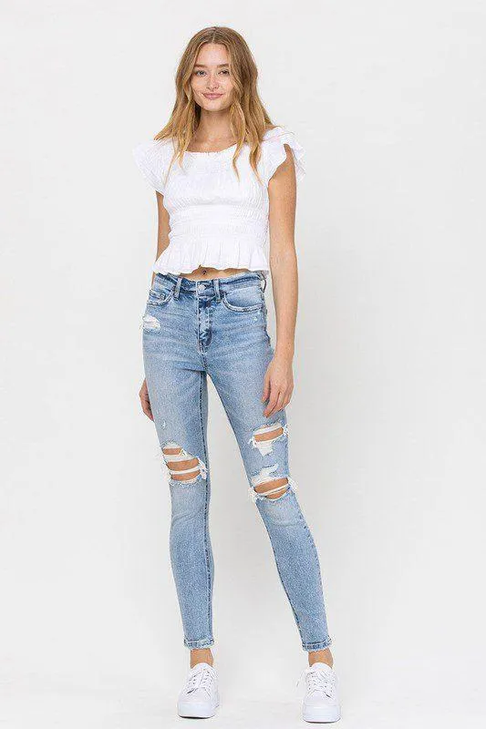 Vervet High Rise Distressed Ankle Skinny Jeans