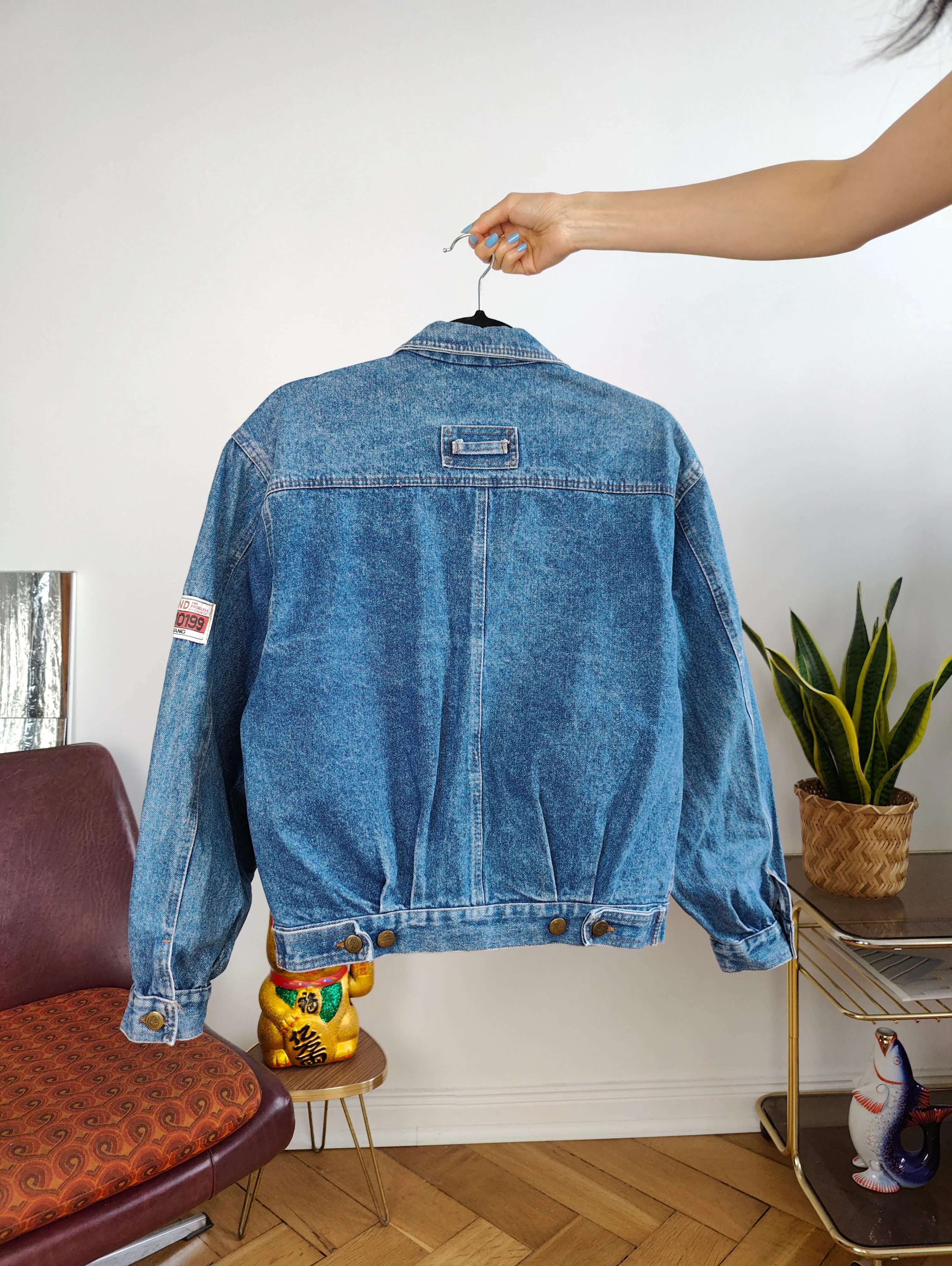 Vintage denim jacket jeans blue short crop Diamond women XS-S