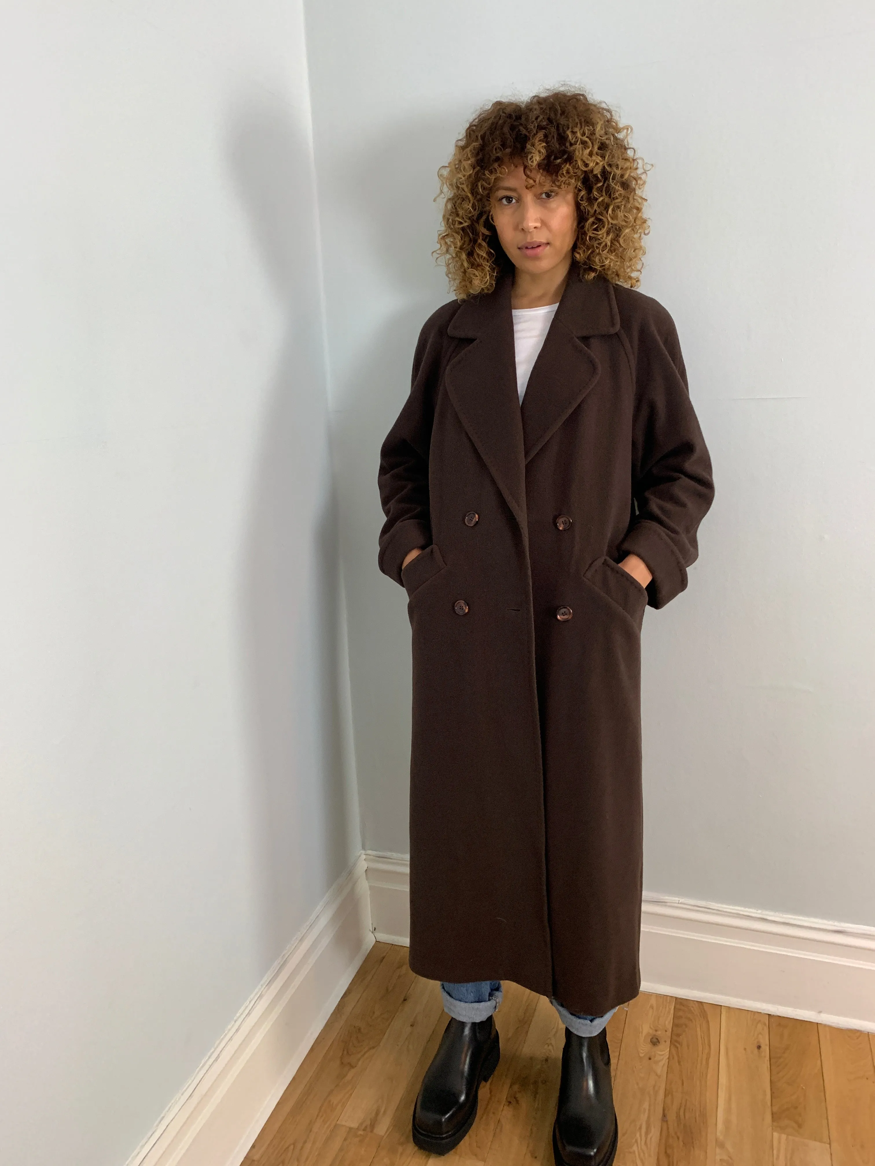 Vintage double breasted minimal wool coat
