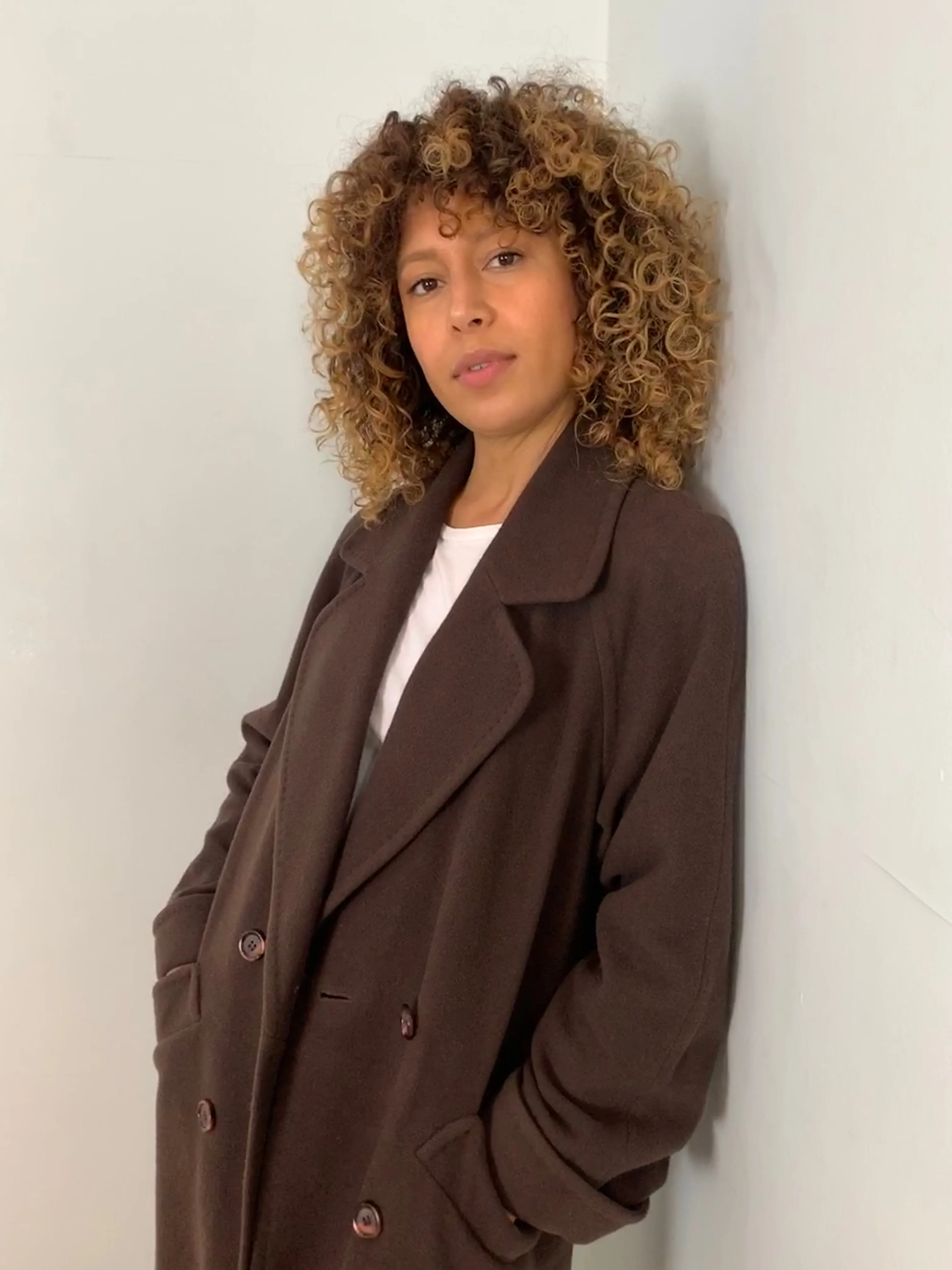 Vintage double breasted minimal wool coat