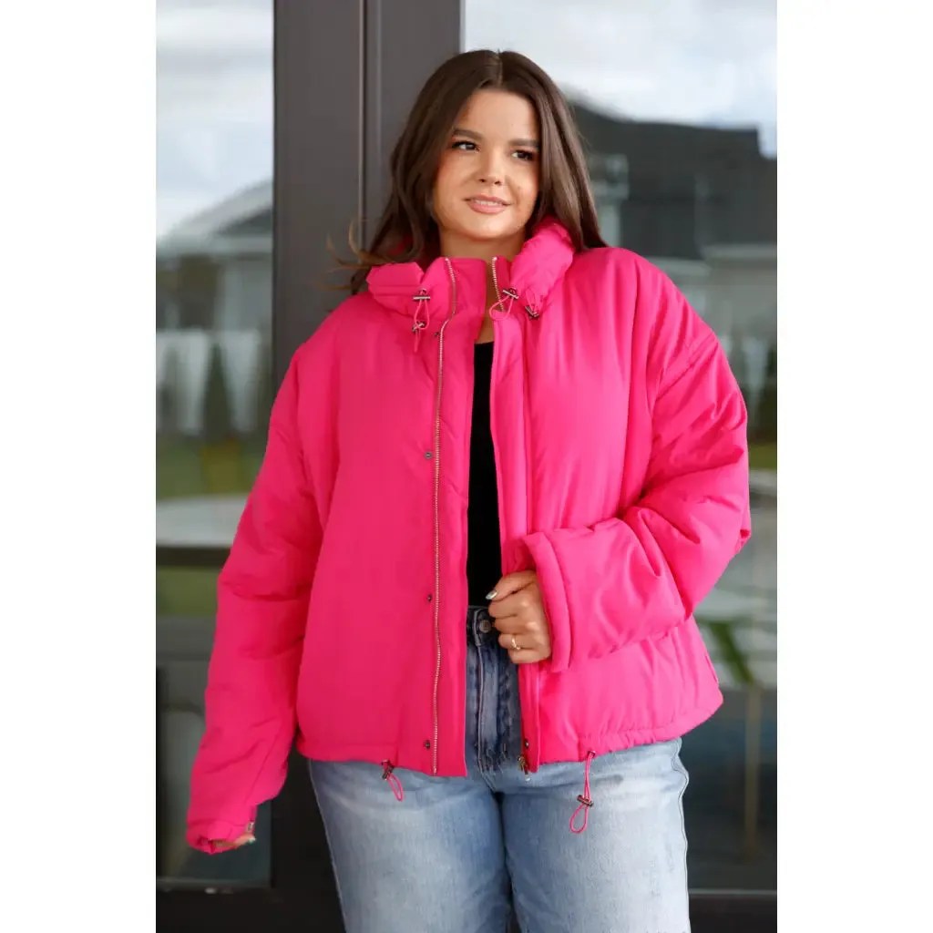 Warm Regards Hot Pink Puffer Jacket