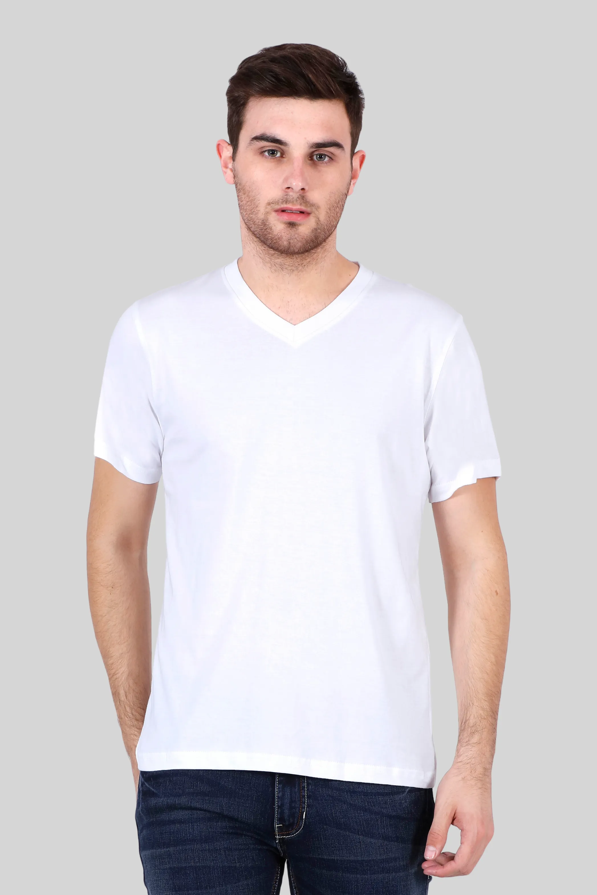 White V Neck T-shirt for men