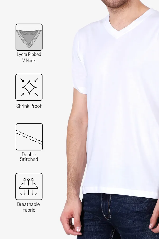 White V Neck T-shirt for men