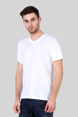 White V Neck T-shirt for men
