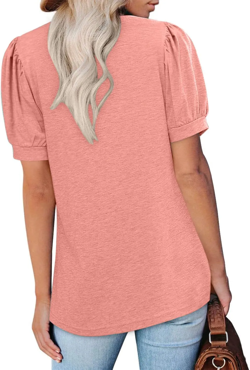 Womens Business Casual Tops Summer V Neck T Shirt Ruffle Short Sleeve Tunic Blouses for Women
